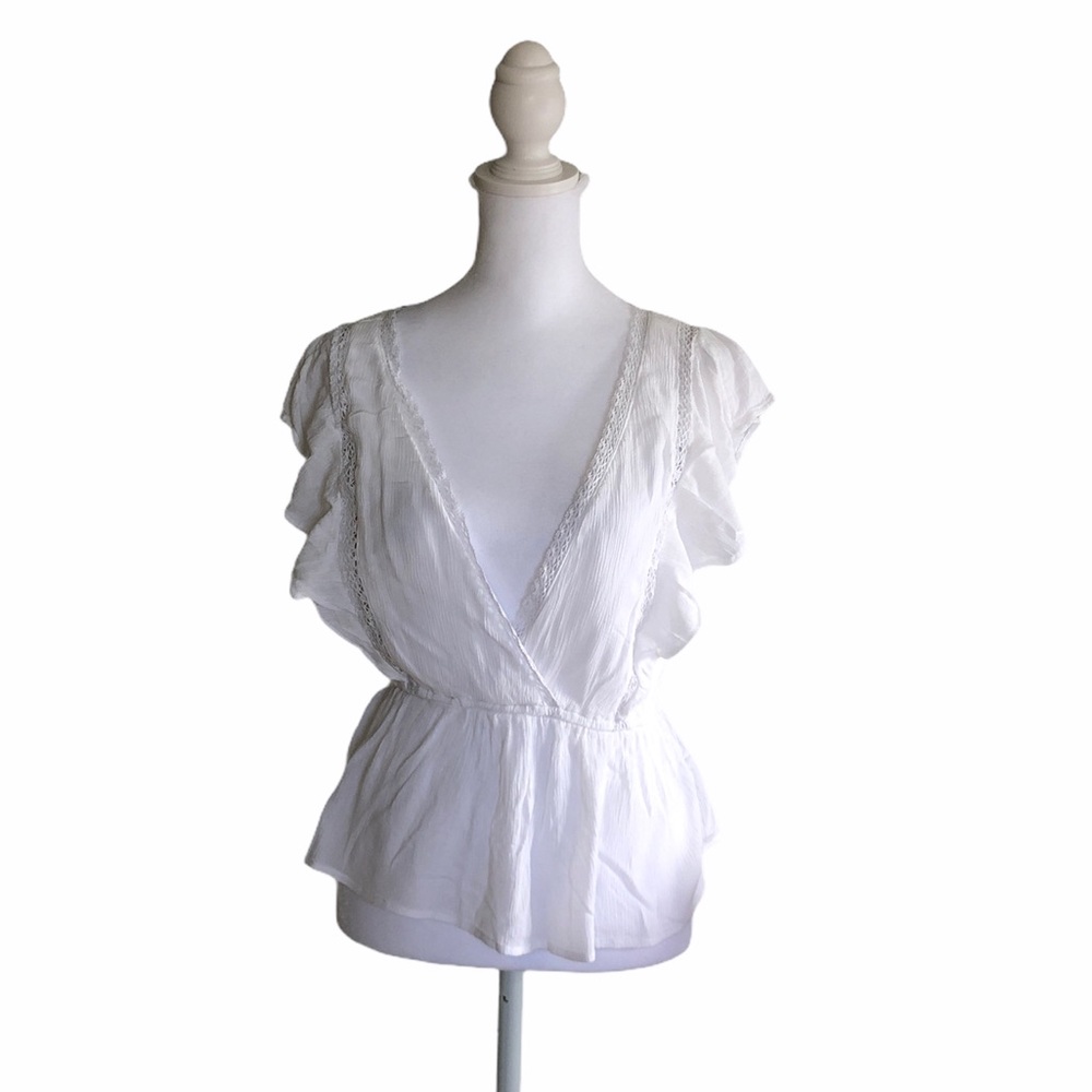 ABERCROMBIE&FITCH white boho summer sleeveless shirt women size S